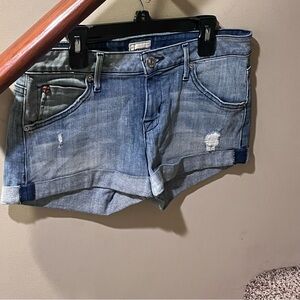 Hudson Jeans Blue Rolled Hem Jean Shorts